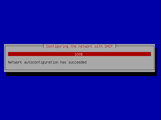 Debian installer DHCP loading screen