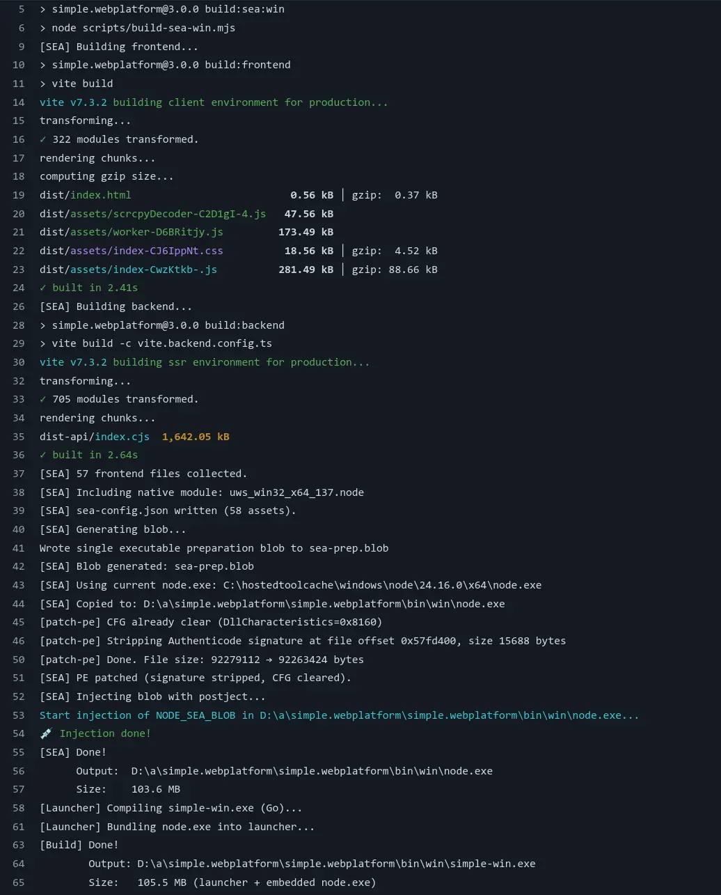 Compilation logs of the windows binary